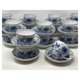 Meissen Porcelain Tea Cups and Saucers in Blue Onion