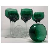 Green Glass Stemware, set of Nine (9)