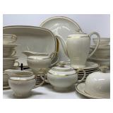 Rosenthal China Thirty-Seven Piece Dinnerware Set in Cream with Gold Rim