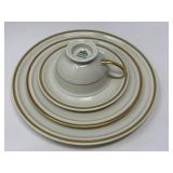 Rosenthal China Thirty-Seven Piece Dinnerware Set in Cream with Gold Rim
