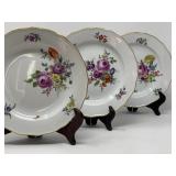 Meissen Porcelain Hand Painted Plates, Set of Three (3) 