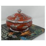 Rare Art Deco Rosenthal Chippendale Sterling Overlay Lidded Bowl