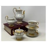 Meissen Porcelain X Form Gold Bronze Seven Piece Coffee/Tea Set