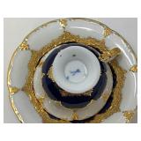 Meissen Porcelain B Form Royal Blue and Gold Thirty-Two (32) Piece Set