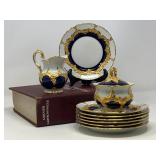 Meissen Porcelain B Form Royal Blue and Gold Thirty-Two (32) Piece Set