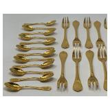 Christoffel Marly Pattern Gold Plated Dessert Flatware Set