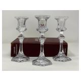 Cristal de Sevres Diana Crystal 7” Candlestick Candle Holders Made in France, Set of Three (3) 