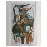 Framed Print by Rudolf Vombek (Slovenian, 1930-2008), Color Woodcut, 1958