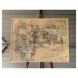 Framed Painting, Plava II, by Rudolf Vombek (Slovenian, 1930-2009) Oil on Canvas, 1959