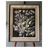 Framed Print, Parrot Tulip On Black, by Lowell Nesbitt (American, 1933-1993), Screenprint, 1980