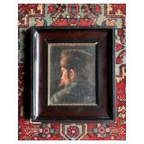 Framed Painting, Head Of Man In Fur Hat (19th century), Oil on Canvas Applied to Board, January 23, 