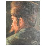 Framed Painting, Head Of Man In Fur Hat (19th century), Oil on Canvas Applied to Board, January 23, 