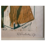 Framed Print by Rudolf Vombek (Slovenian, 1930-2008), Color Woodcut, 1958