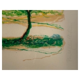 Framed Print, Blue Bridge by Ronald Julius Christensen (American, 1923-1999), Lithograph in Color