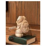 Inuit Carved Whale Bone Figure by Ricky Kuzuguk Signed RK, Sculpture 