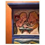 The Gossip Box by Mary Shelley (American, b. 1950) Carved Relief