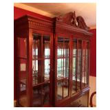 Lighted China Cabinet Hutch with Dentil Molding 