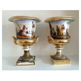 French Gilded and Hand Painted Urns, 1820