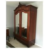 Victorian Double Door Mirror Front Armoire 
