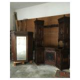 Stately Victorian Corner Cabinet ** Mirror sits top center**