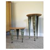 Brushed Steel Tri-Legged Occasional Tables 