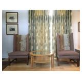 Baker Furniture High Back Chairs, Luxury Curtains and Curtain Rods