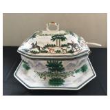 Hand Painted Fox Hunting Soup Tureen