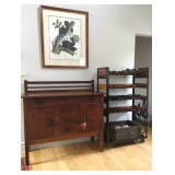 Stickley Server with Plate Rack, Industrial Shoe Drying Rack upcycled into a Wine Rack, Audubon Blac