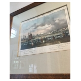 The View from Boston and The South Boston Bridge, James Milbert, Hand Colored Lithograph. Paris, 182