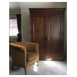 Barrel Back Arm Chairs with Inlay (Pair), Grange Armoire 