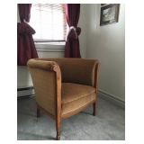 Barrel Back Armchair with Velvet Upholstery 