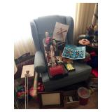 WING BACK CHAIR & COLECTIBLES
