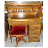 Roll Top Desk/Victorian Stool