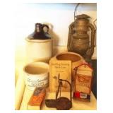 More Crocks, Jugs, Scale, Match Holder & Etc