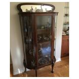 oak china cabinet and china