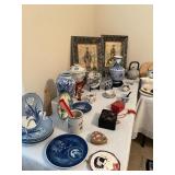 lots of blue and white