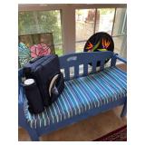 Warm colors bench and stained glass