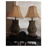 pair Brass Lamps