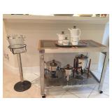 Metal glass tea cart