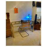 gold metal glass desk