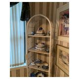 white wicker shelf