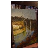 unframed oil painting