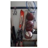 basketballs, skis, 