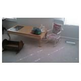 Childs Rocker, Coffee Table & Doll Cradle