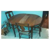 Walnut Table & Victorian Chairs