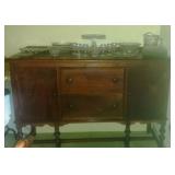 Large mahogany buffet with American by Fostoria collection