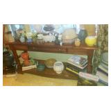 Sofa table & pottery collection