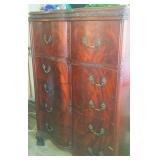 French flame mahogany 5 drawer chest