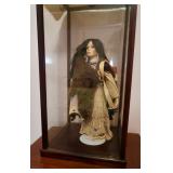 Native American Doll in Glass Case