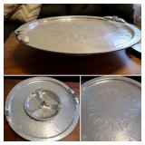Hammered Aluminum Lazy Susan & Divided Tray